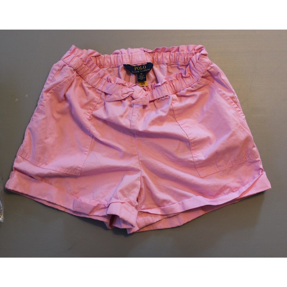 Polo Ralph Lauren Girls Pink Shorts Size 14 Elastic Waist Cuffed Hem Pockets